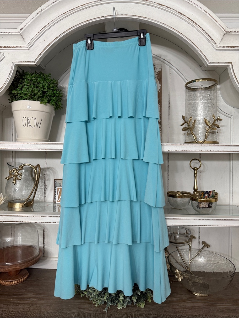 Junee Maxi Long Modest Size Small Tiered Ruffle Skirt